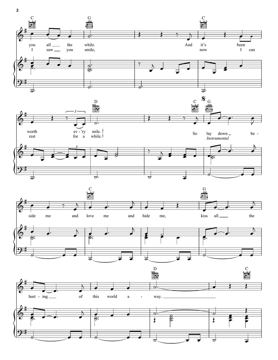 Lay Down Beside Me Lay Down Beside Me Piano, Vocal, Guitar scores gallery preview page 2