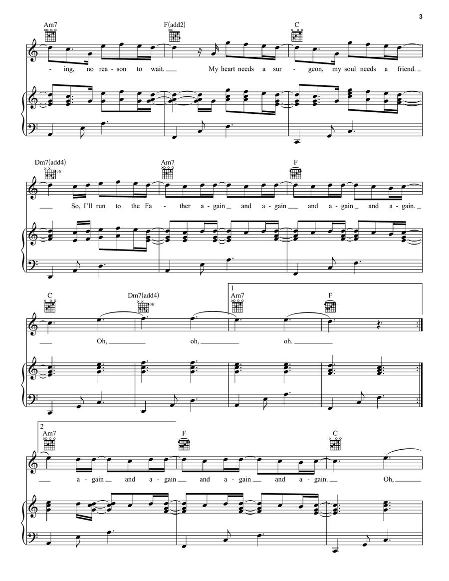 Run To The Father Run To The Father Piano, Vocal, Guitar scores gallery preview page 3