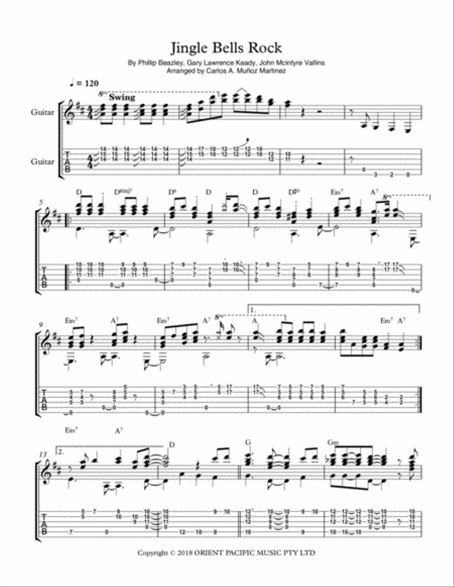 Jingle Bell Rock Guitar Tablature scores gallery preview page 1