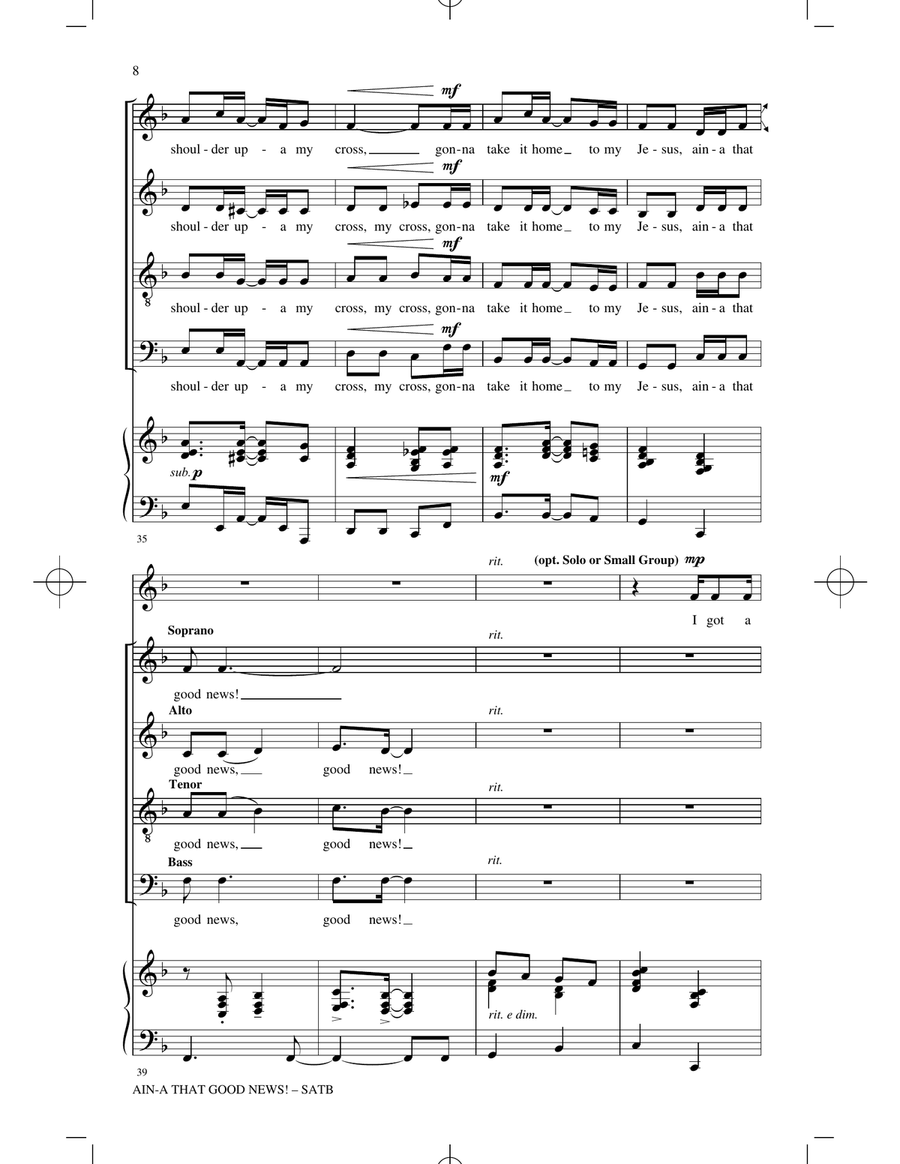 Ain'a That Good News! (arr. Victor C. Johnson) 4-Part scores gallery preview page 6