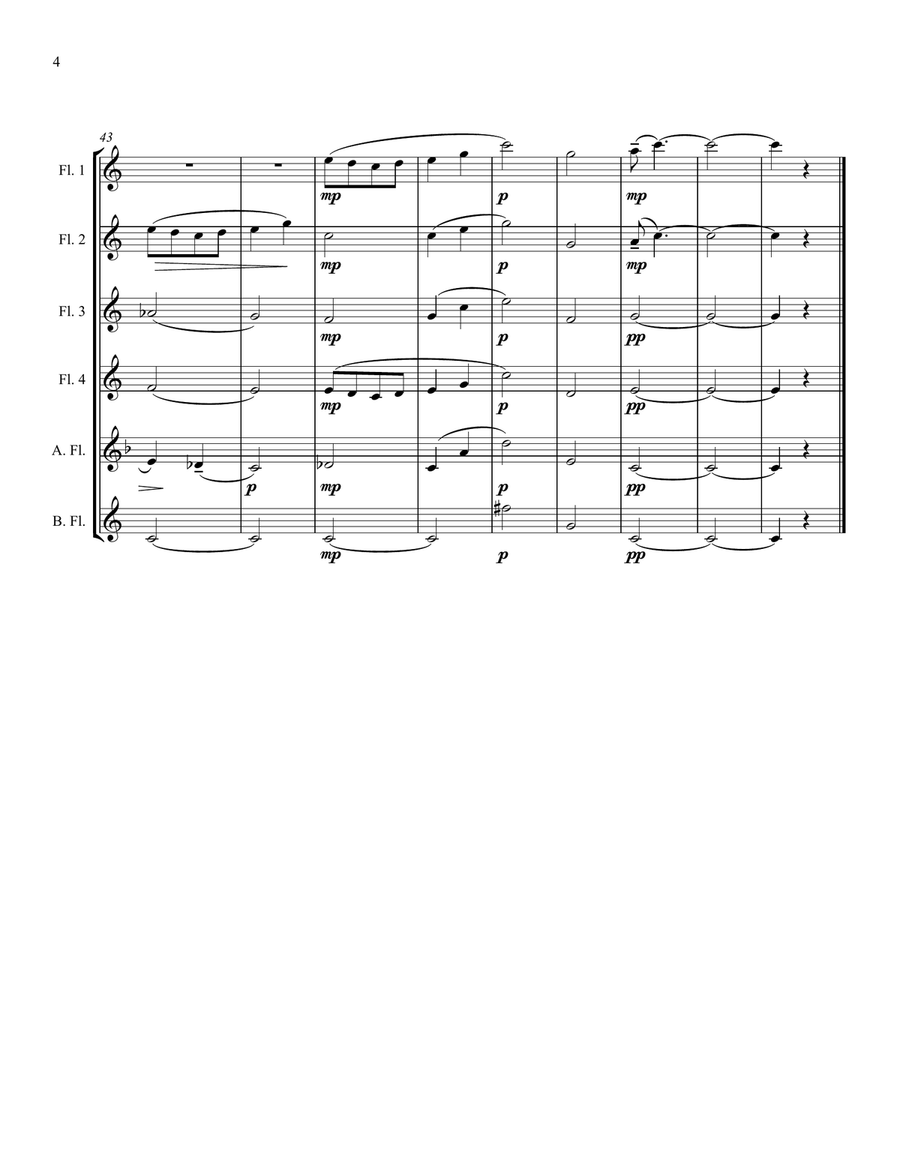 To a Wild Rose, from Woodland Sketches, for Flute Choir Flute Choir scores gallery preview page 4