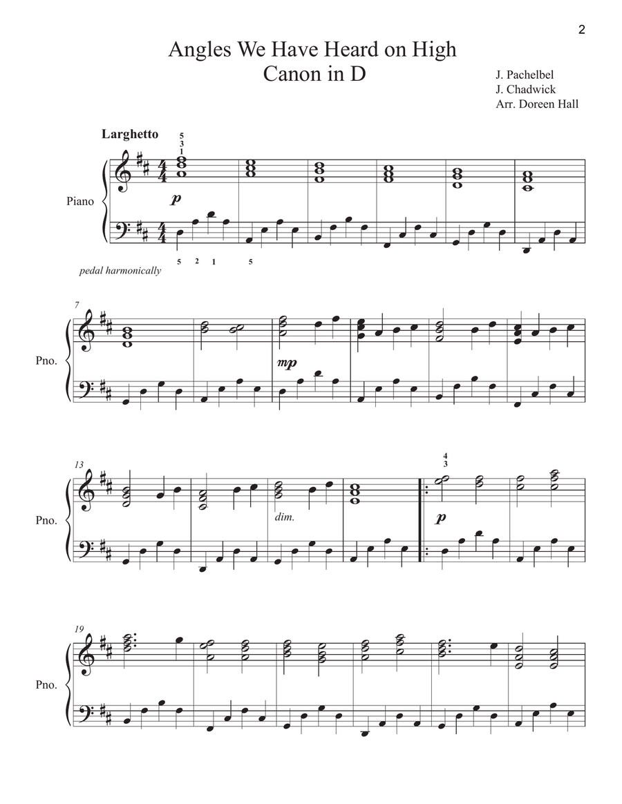 Angels We have Heard on High with The Pachelbel Canon Piano Solo scores gallery preview page 2