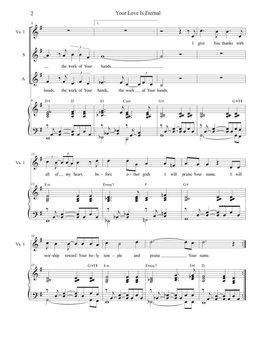 Your Love Is Eternal (Psalm 138) (2-part choir - (SA) SA scores gallery preview page 2