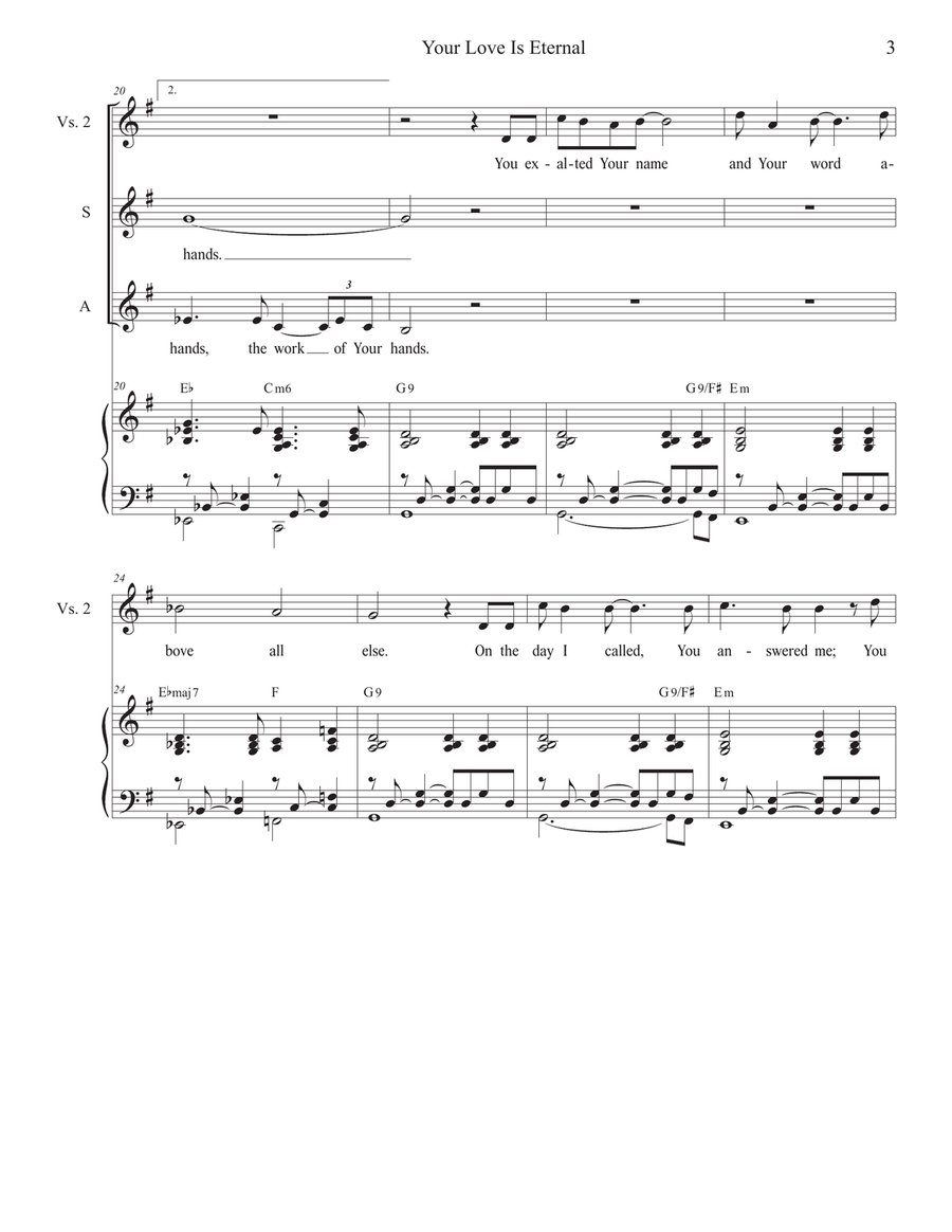 Your Love Is Eternal (Psalm 138) (Duet for Soprano and Alto solo) Alto Voice scores gallery preview page 3
