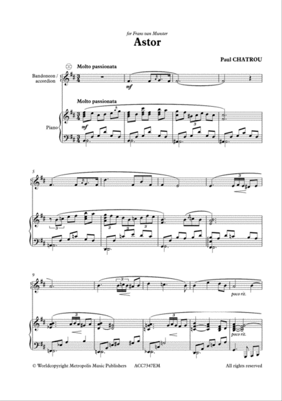 Astor for Accordion or Bandoneon and Piano Piano Accompaniment scores gallery preview page 2