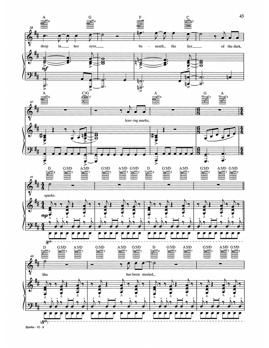 Sparks Sparks Piano, Vocal, Guitar scores gallery preview page 3