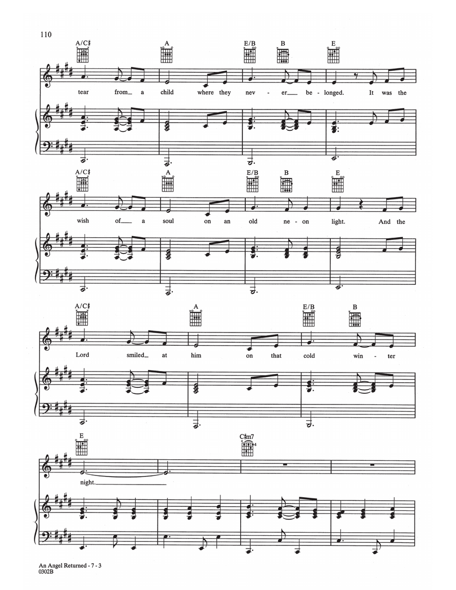 An Angel Returned An Angel Returned Piano, Vocal, Guitar scores gallery preview page 3