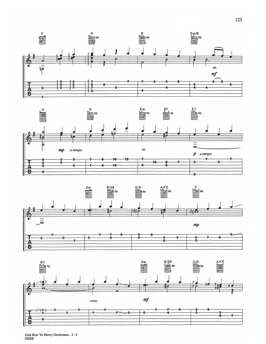 God Rest Ye Merry Gentlemen Guitar Tablature scores gallery preview page 2