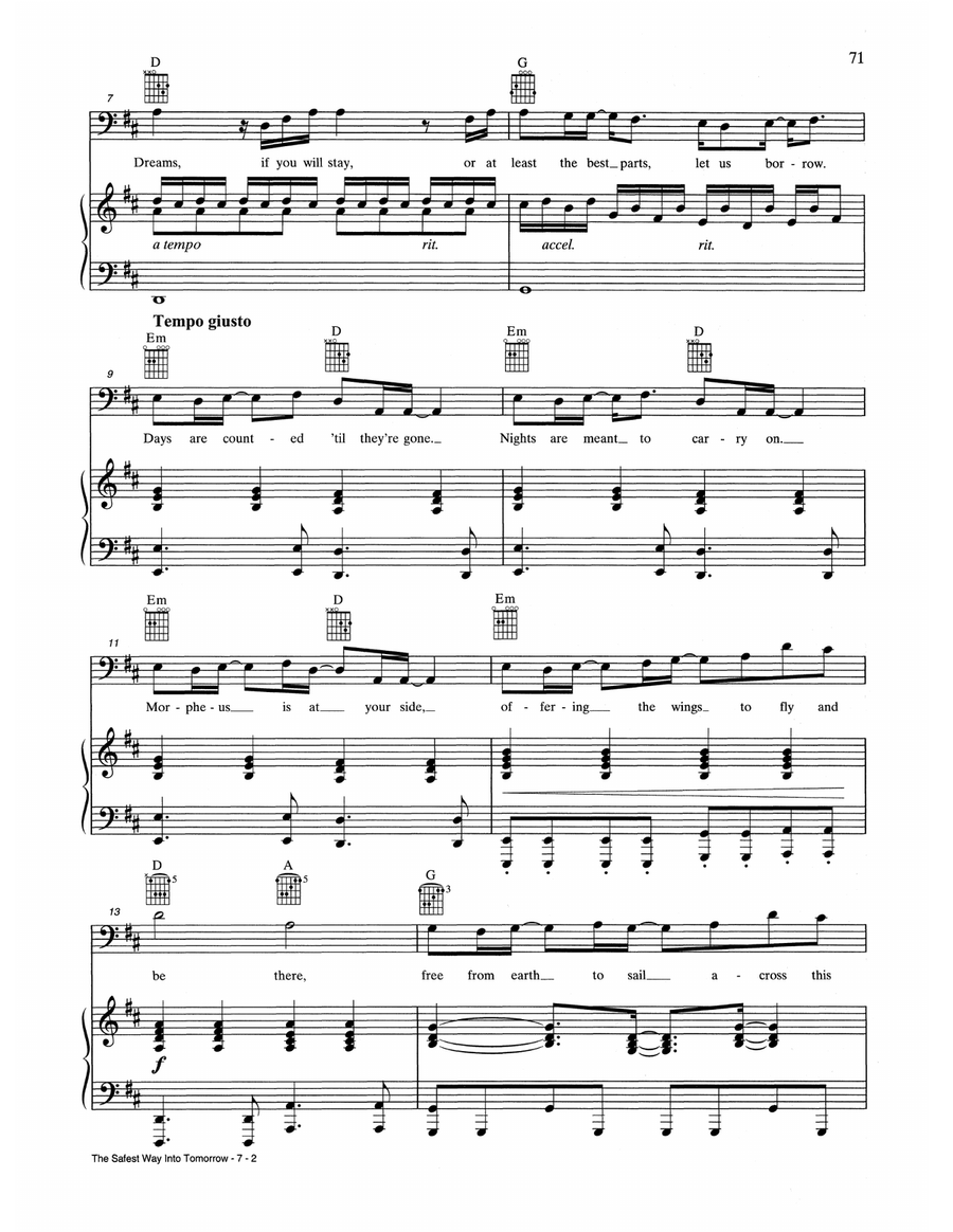 The Safest Way Into Tomorrow Piano, Vocal, Guitar scores gallery preview page 2