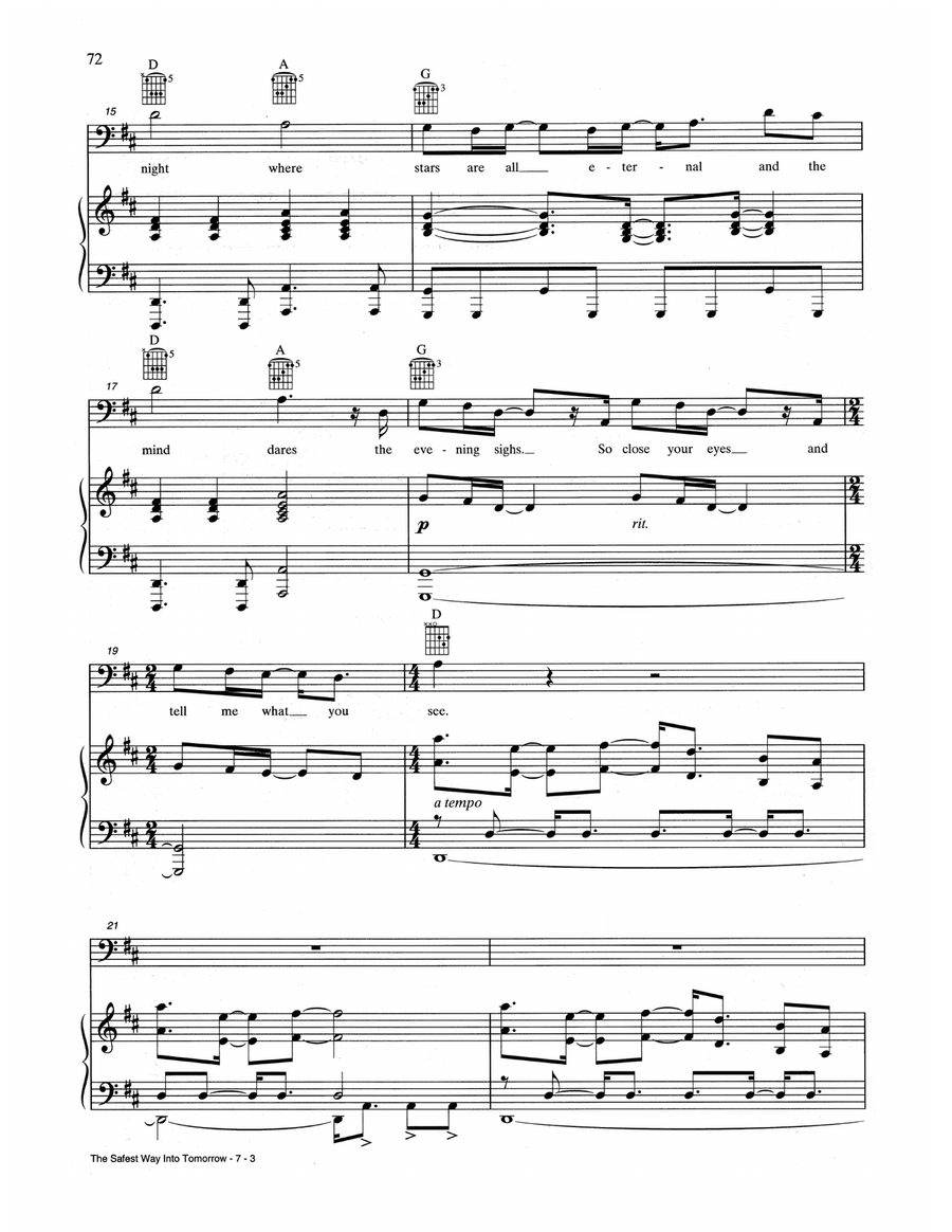 The Safest Way Into Tomorrow Piano, Vocal, Guitar scores gallery preview page 3