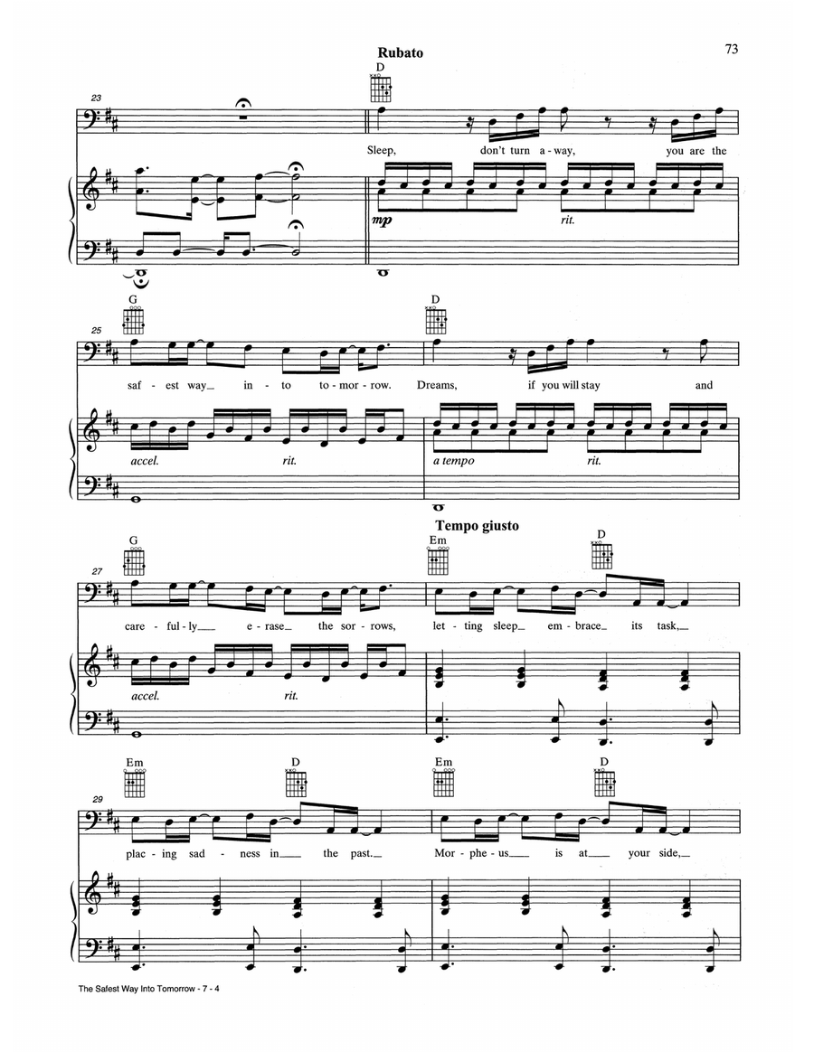 The Safest Way Into Tomorrow Piano, Vocal, Guitar scores gallery preview page 4