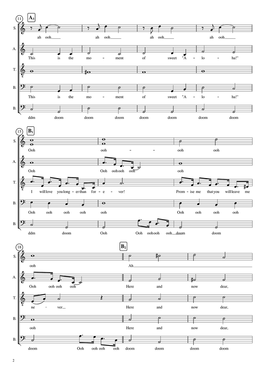 The Hawaiian Wedding Song (ke Kali Nei Au) 4-Part scores gallery preview page 3