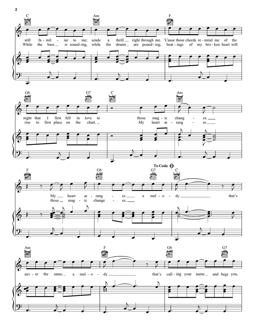 Those Magic Changes (from Grease) Piano, Vocal, Guitar scores gallery preview page 2