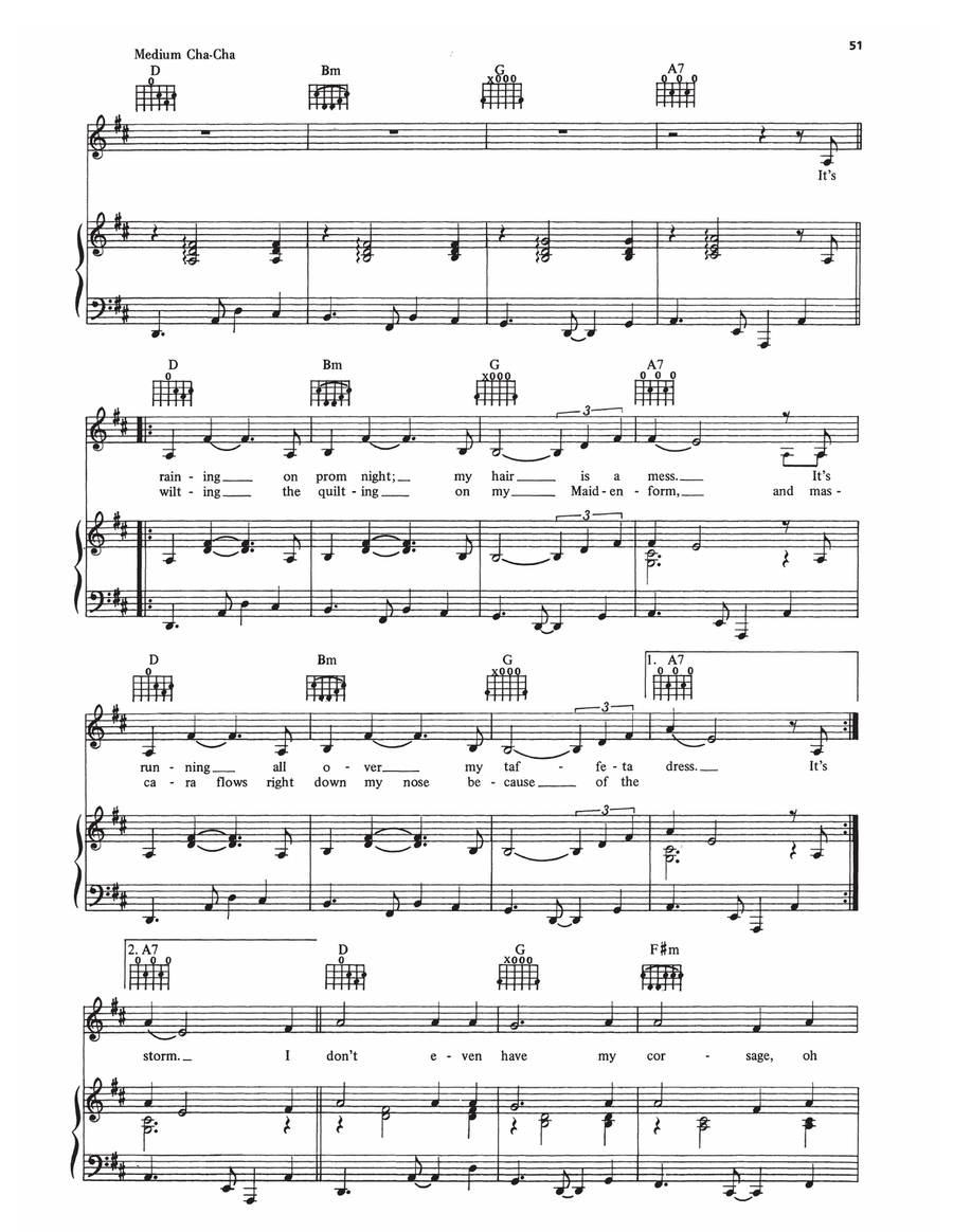 It's Raining On Prom Night (from Grease) Piano, Vocal, Guitar scores gallery preview page 2