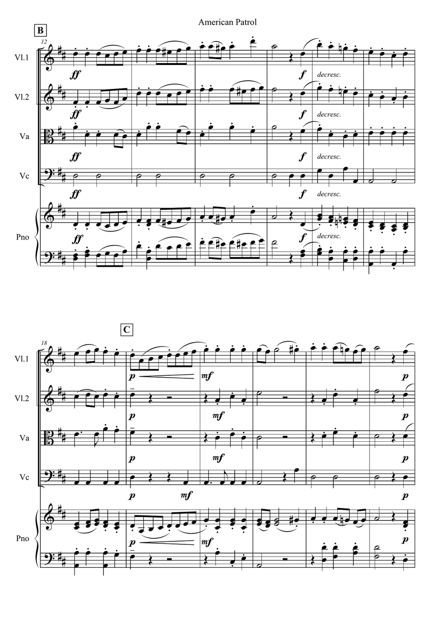 American Patrol American Patrol Piano Quintet scores gallery preview page 2