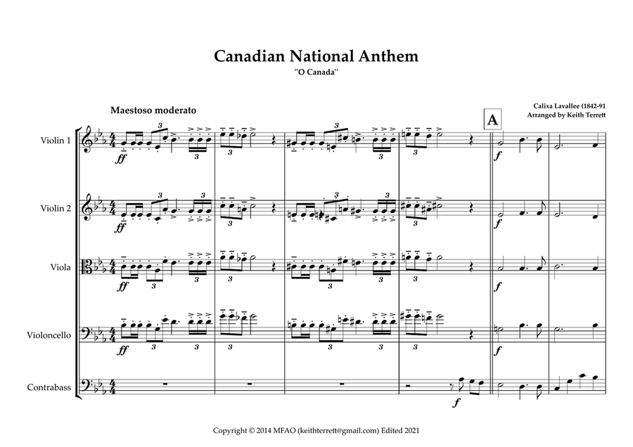 Canadian National Anthem for String Orchestra (MFAO World National Anthem Series) String Orchestra scores gallery preview page 2
