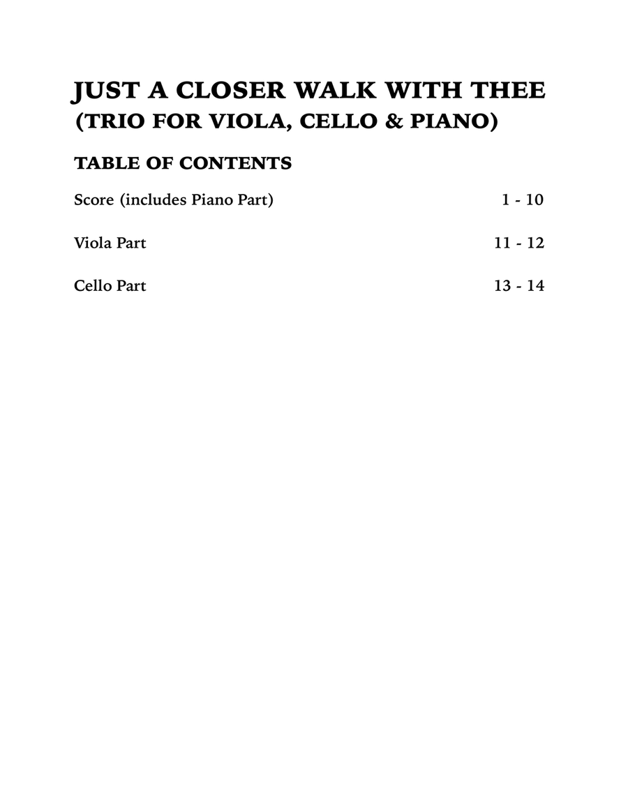 Just a Closer Walk with Thee / Solace (Trio for Viola, Cello and Piano) Small Ensemble scores gallery preview page 4