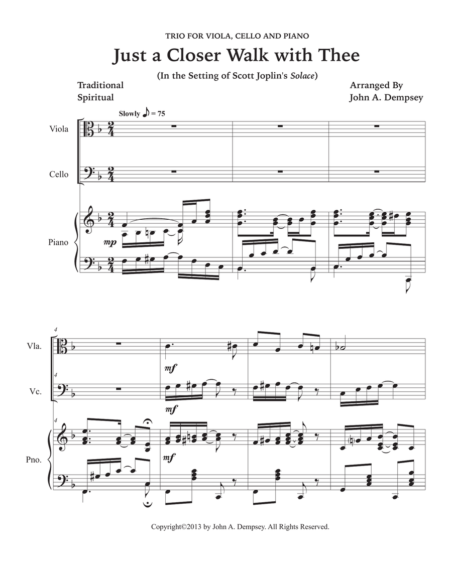 Just a Closer Walk with Thee / Solace (Trio for Viola, Cello and Piano) Small Ensemble scores gallery preview page 5