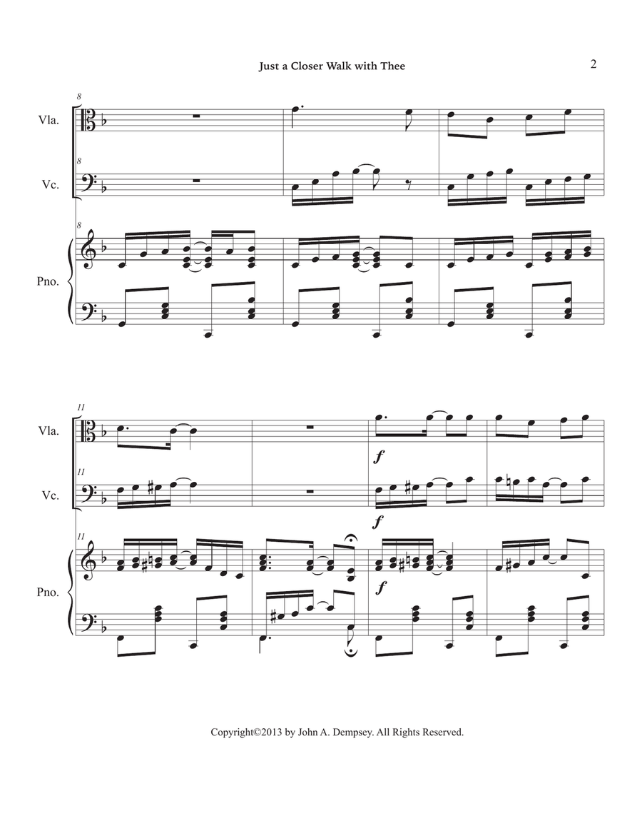 Just a Closer Walk with Thee / Solace (Trio for Viola, Cello and Piano) Small Ensemble scores gallery preview page 6