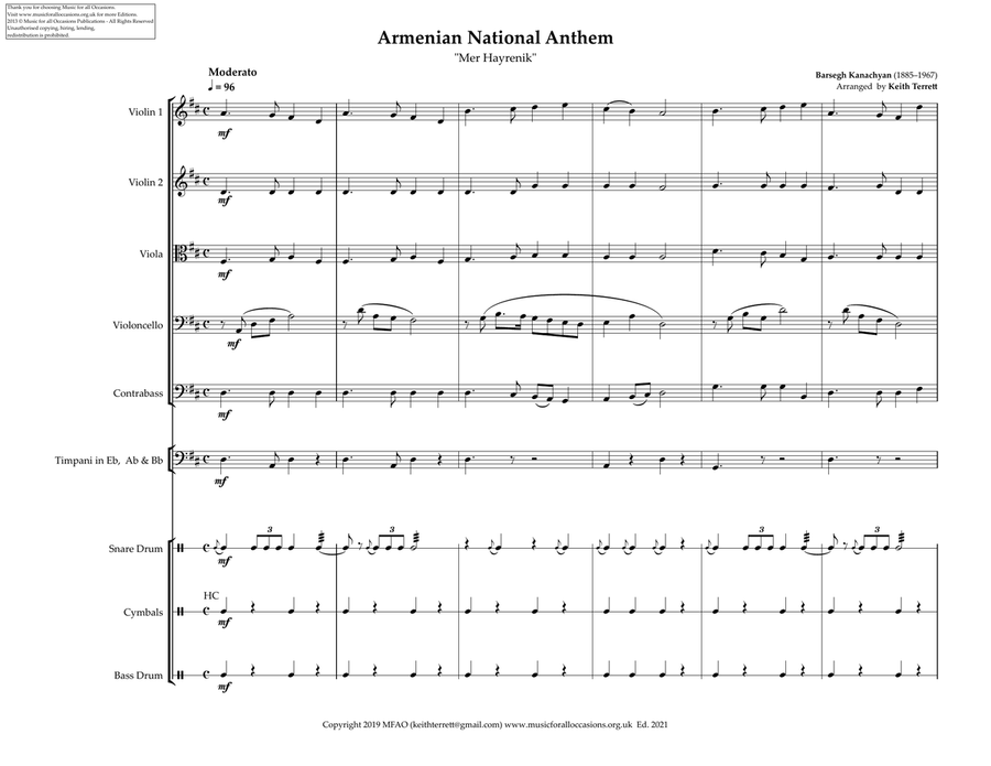 Armenian National Anthem for String Orchestra (MFAO World National Anthem Series) String Orchestra scores gallery preview page 2