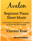 Avalon Beginner Piano Sheet Music mini preview