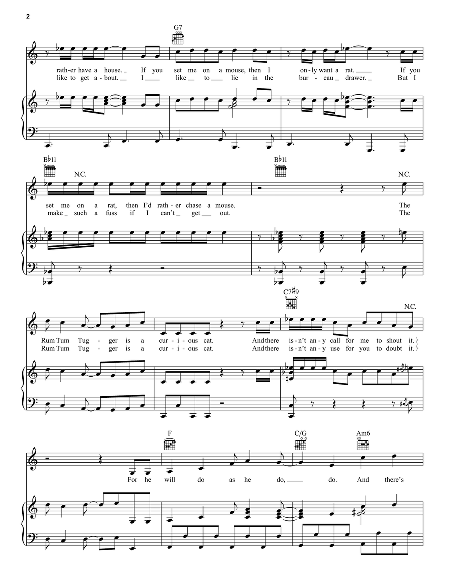 The Rum Tum Tugger (from the Motion Picture Cats) Piano, Vocal, Guitar scores gallery preview page 2