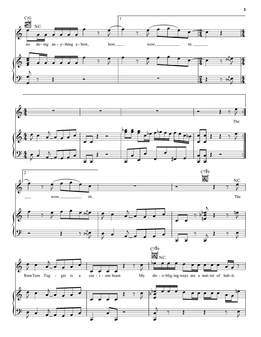 The Rum Tum Tugger (from the Motion Picture Cats) Piano, Vocal, Guitar scores gallery preview page 3