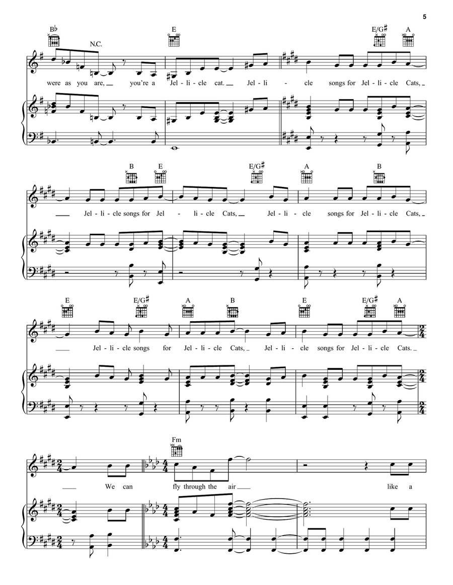 Jellicle Songs For Jellicle Cats (from the Motion Picture Cats) Piano, Vocal, Guitar scores gallery preview page 5