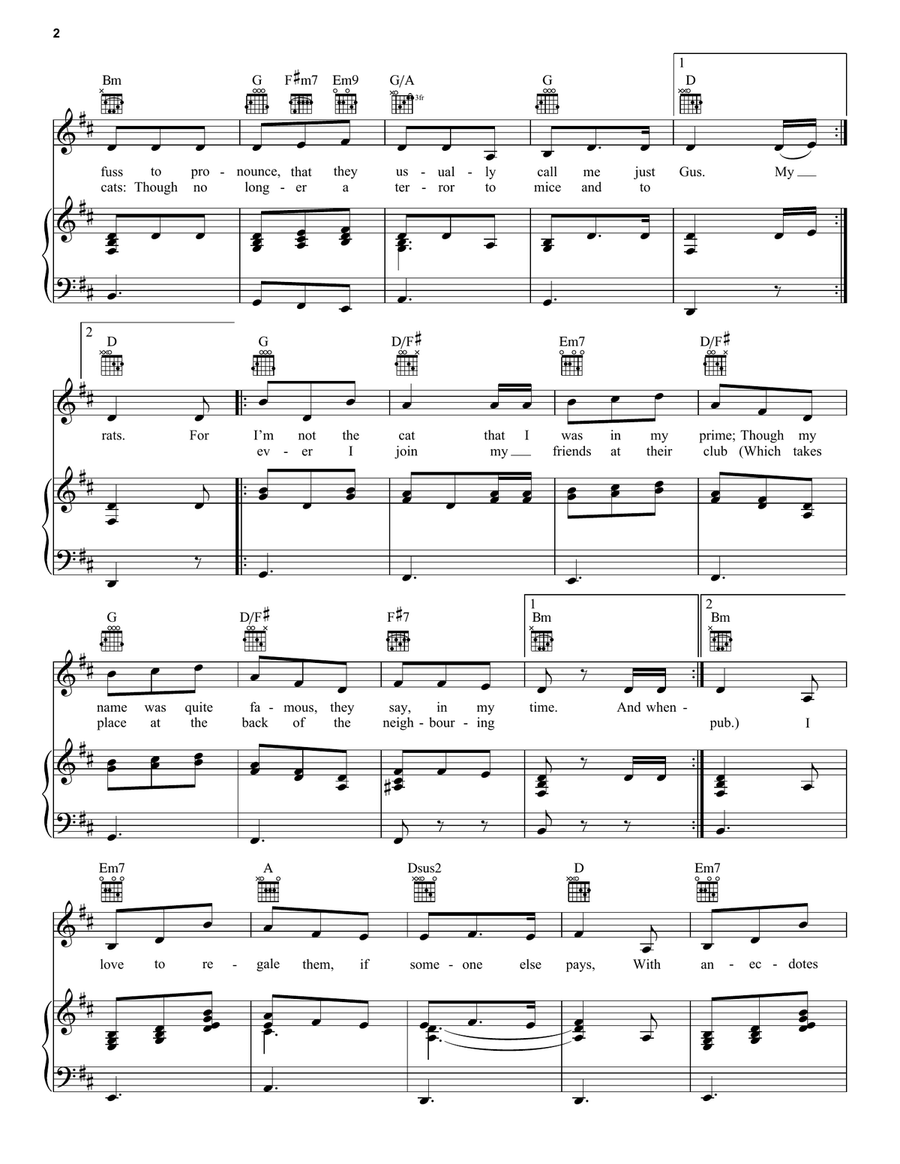 Gus: The Theatre Cat (from the Motion Picture Cats) Piano, Vocal, Guitar scores gallery preview page 2