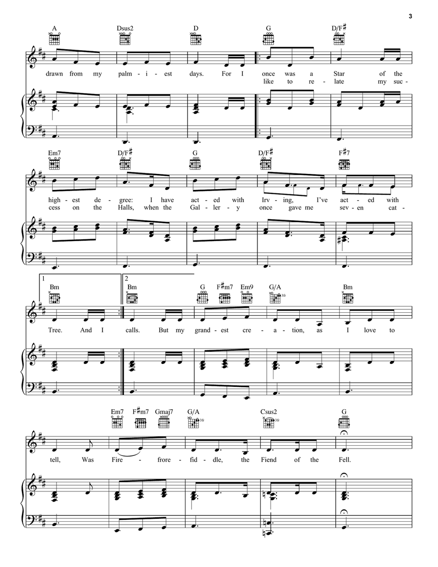Gus: The Theatre Cat (from the Motion Picture Cats) Piano, Vocal, Guitar scores gallery preview page 3