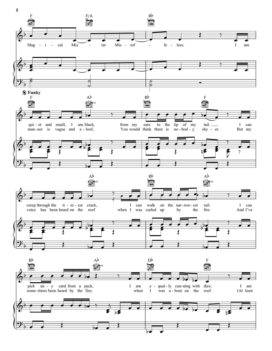 Mr. Mistoffelees (from the Motion Picture Cats) Piano, Vocal, Guitar scores gallery preview page 2