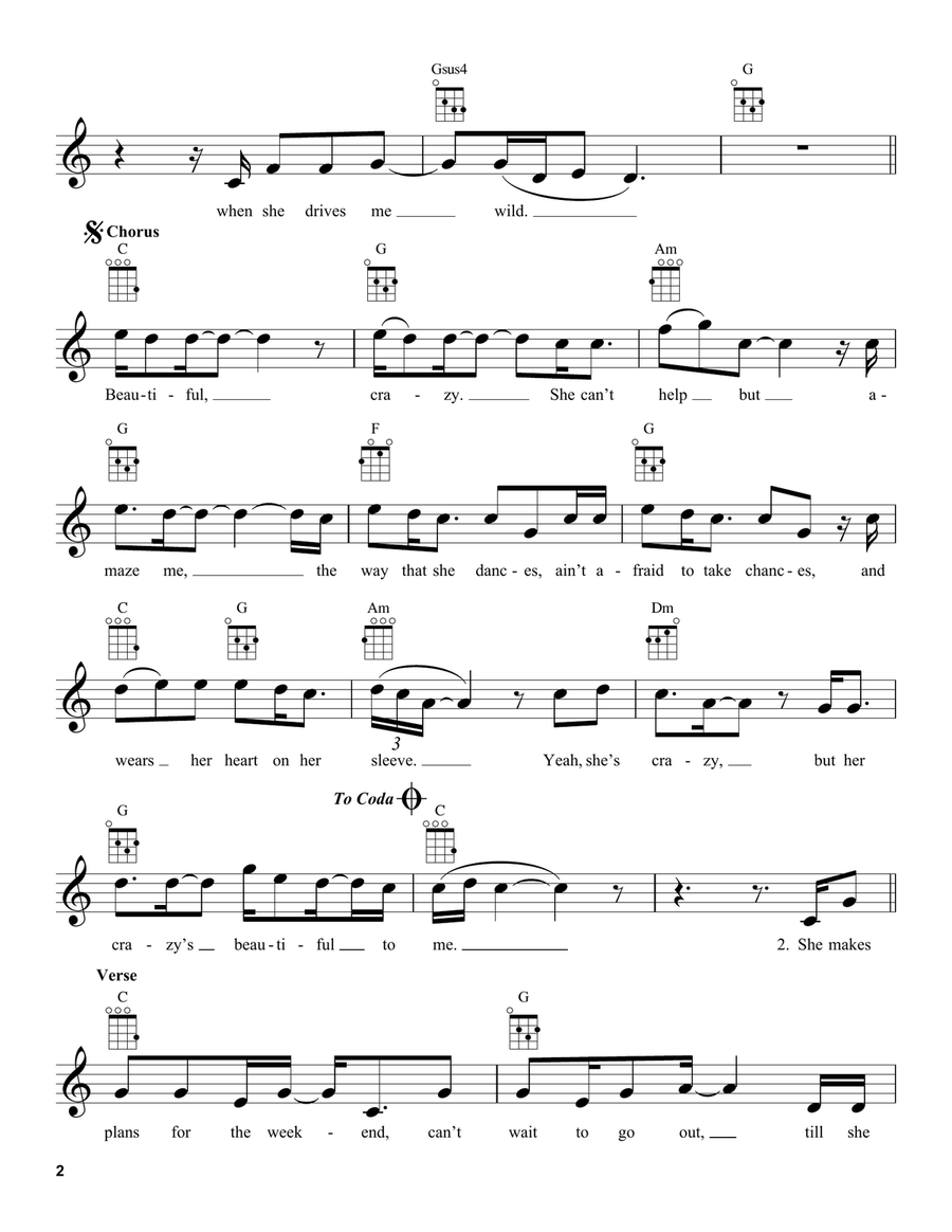Beautiful Crazy Beautiful Crazy Ukulele scores gallery preview page 2