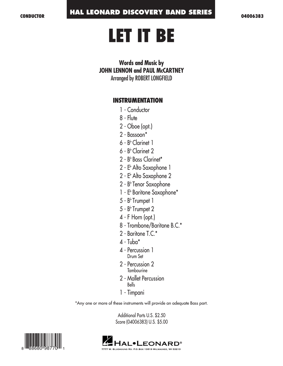 Let It Be (arr. Robert Longfield) - Conductor Score (Full Score) Concert Band scores gallery preview page 1
