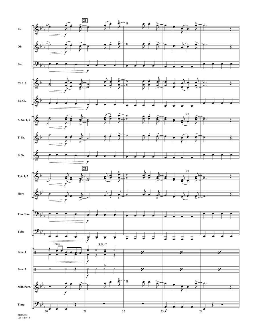 Let It Be (arr. Robert Longfield) - Conductor Score (Full Score) Concert Band scores gallery preview page 5