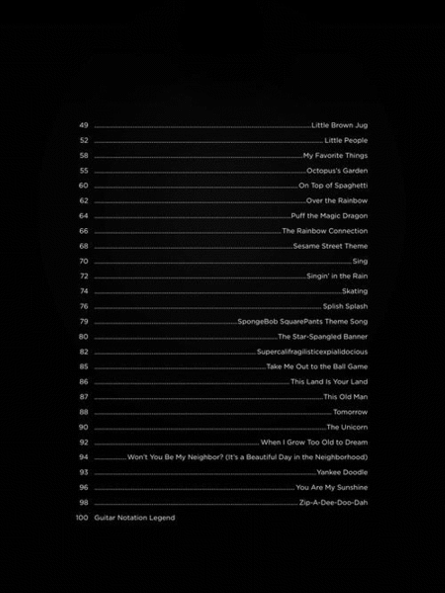 First 50 Kids' Songs You Should Play on Guitar Guitar Tablature scores gallery preview page 4