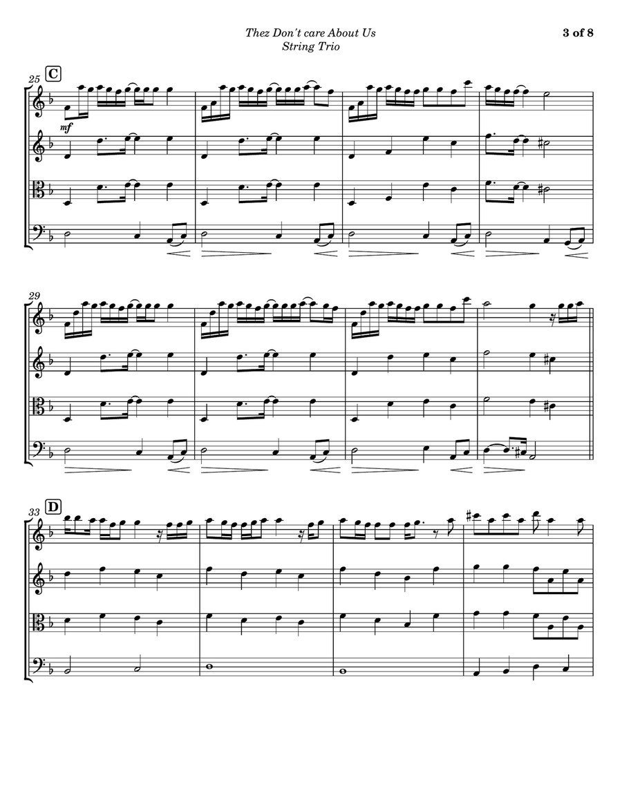 They Don't Care About Us String Trio scores gallery preview page 3