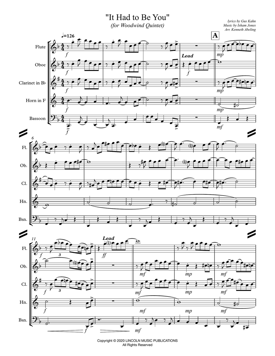 It Had to Be You (for Woodwind Quintet) Woodwind Quintet scores gallery preview page 2