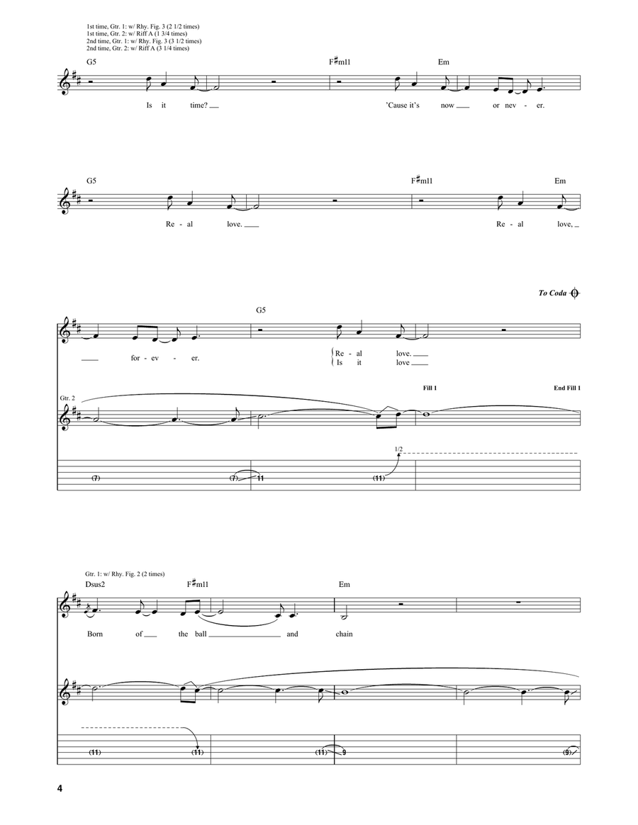 Real Love Real Love Guitar Tablature scores gallery preview page 4