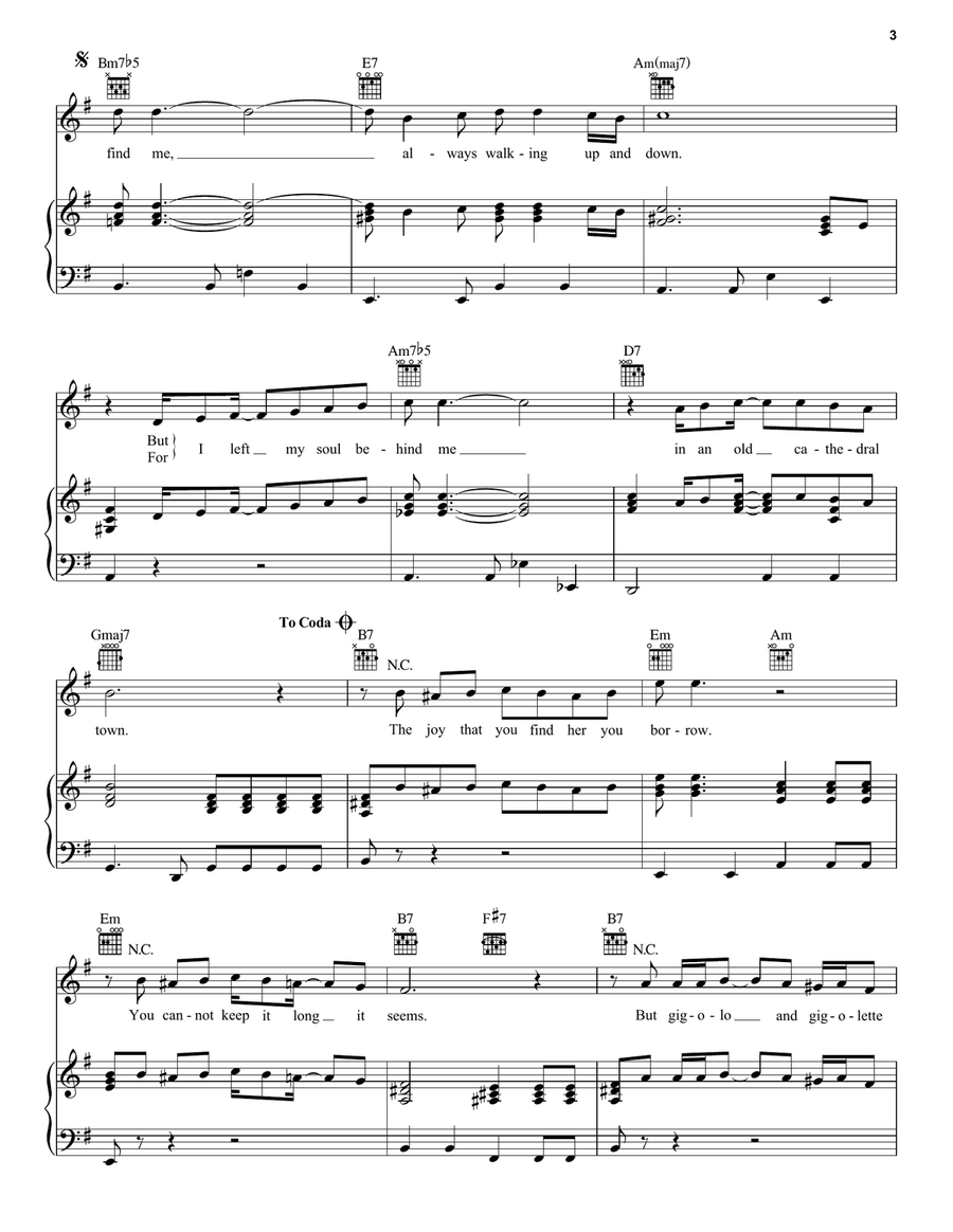 The Boulevard Of Broken Dreams Piano, Vocal, Guitar scores gallery preview page 3
