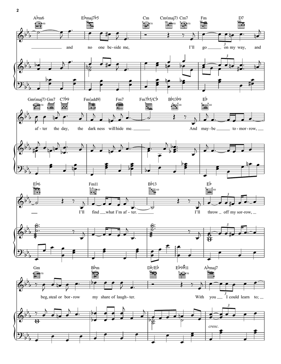 Who Can I Turn To (When Nobody Needs Me) Piano, Vocal, Guitar scores gallery preview page 2