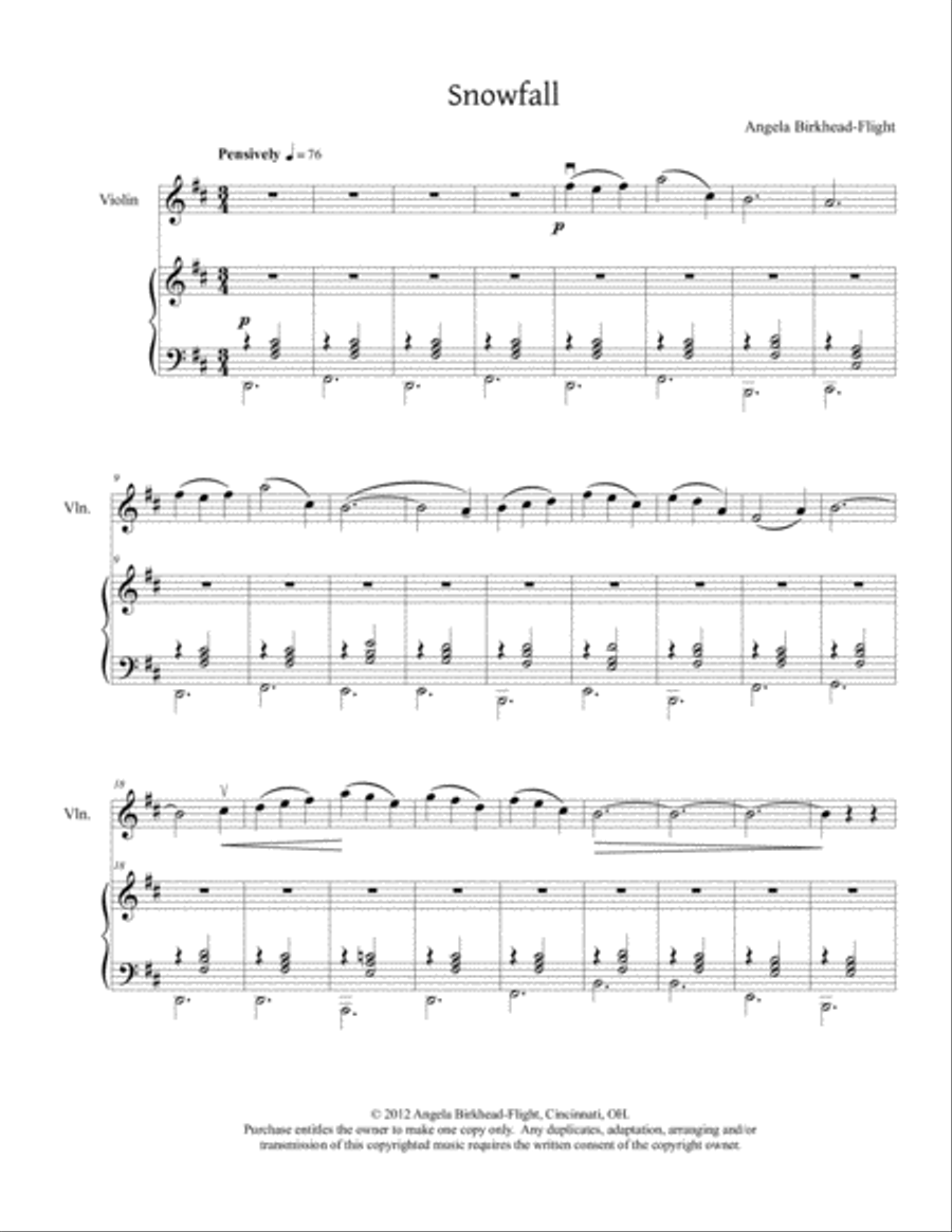 Snowfall Violin Solo scores gallery preview page 1