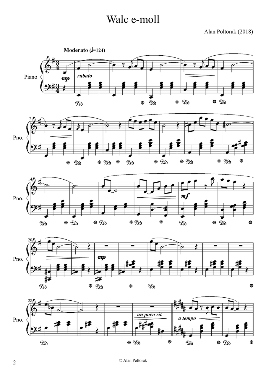 Walc e-moll Walc e-moll Piano Solo scores gallery preview page 2