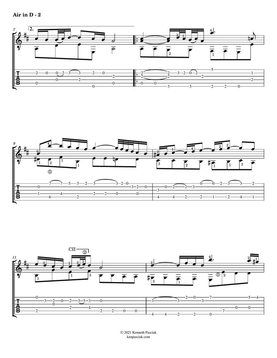 Air in D Major (Air on the G String) (for Solo Guitar) Air in D Major (Air on the G String) (for Solo Guitar) Acoustic Guitar scores gallery preview page 4