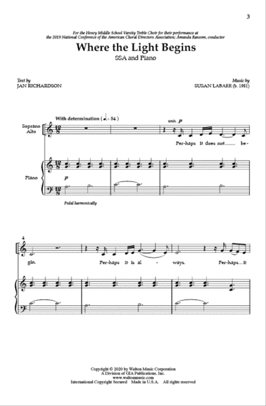 Where the Light Begins (SSA) SSA scores gallery preview page 2