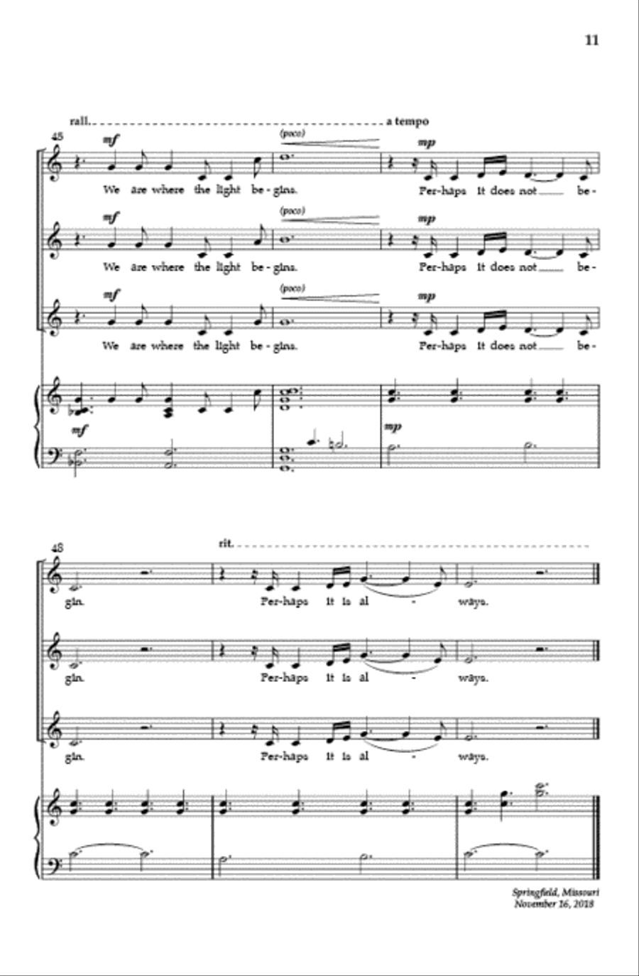 Where the Light Begins (SSA) SSA scores gallery preview page 10
