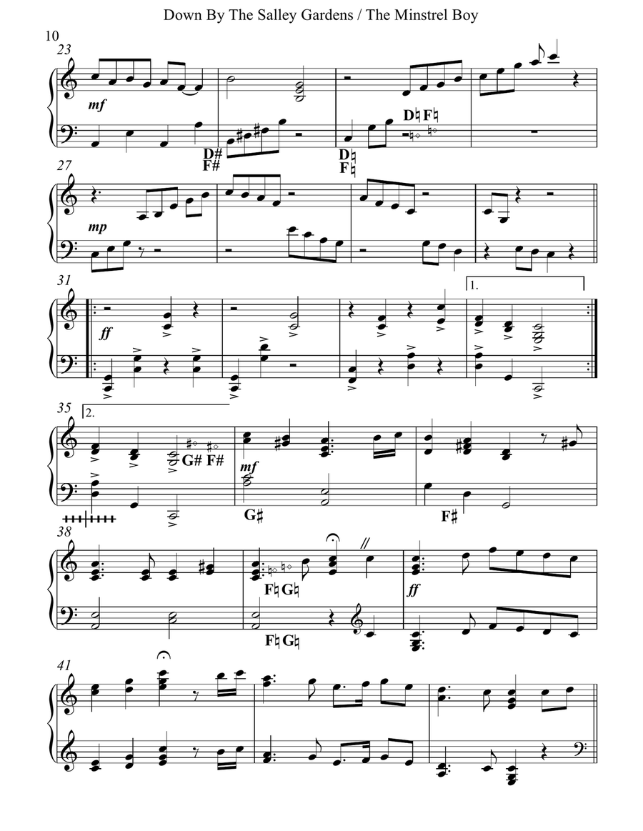 Down By the Salley Gardens & The Minstrel Boy Medley, Harp I Celtic Harp scores gallery preview page 3