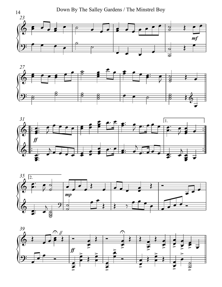 Down By the Salley Gardens & The Minstrel Boy Medley, Harp II Celtic Harp scores gallery preview page 3