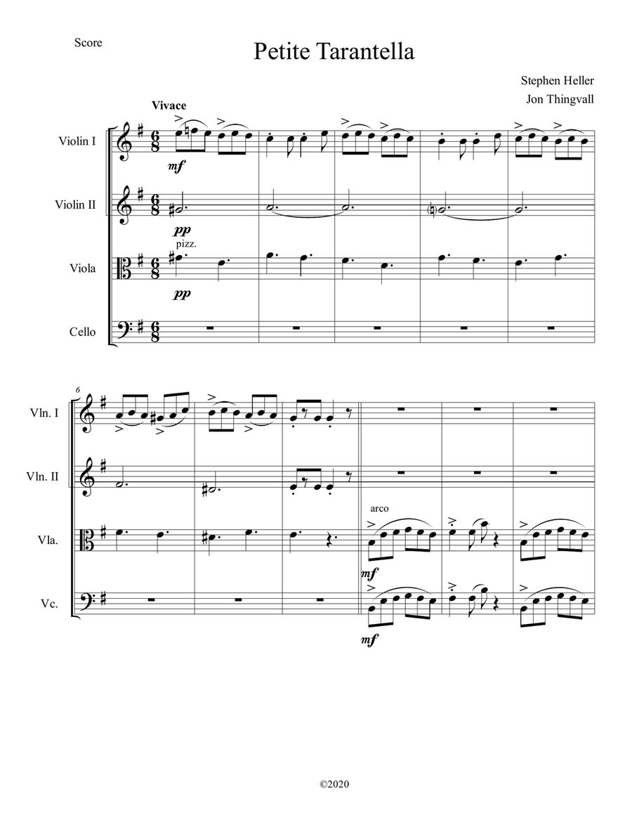 Petite Tarantella from the piano etude by Stephen Heller String Orchestra scores gallery preview page 1