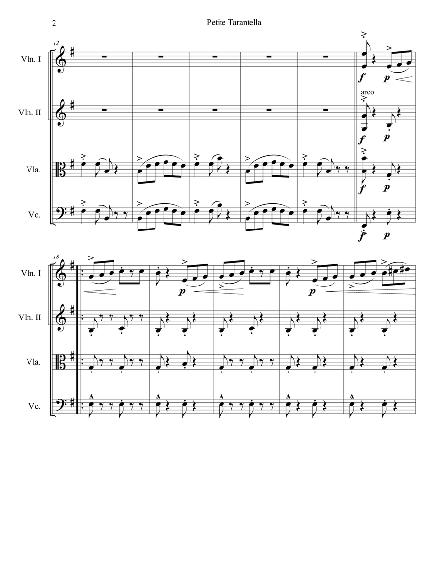 Petite Tarantella from the piano etude by Stephen Heller String Orchestra scores gallery preview page 2