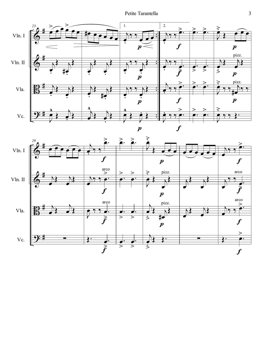 Petite Tarantella from the piano etude by Stephen Heller String Orchestra scores gallery preview page 3